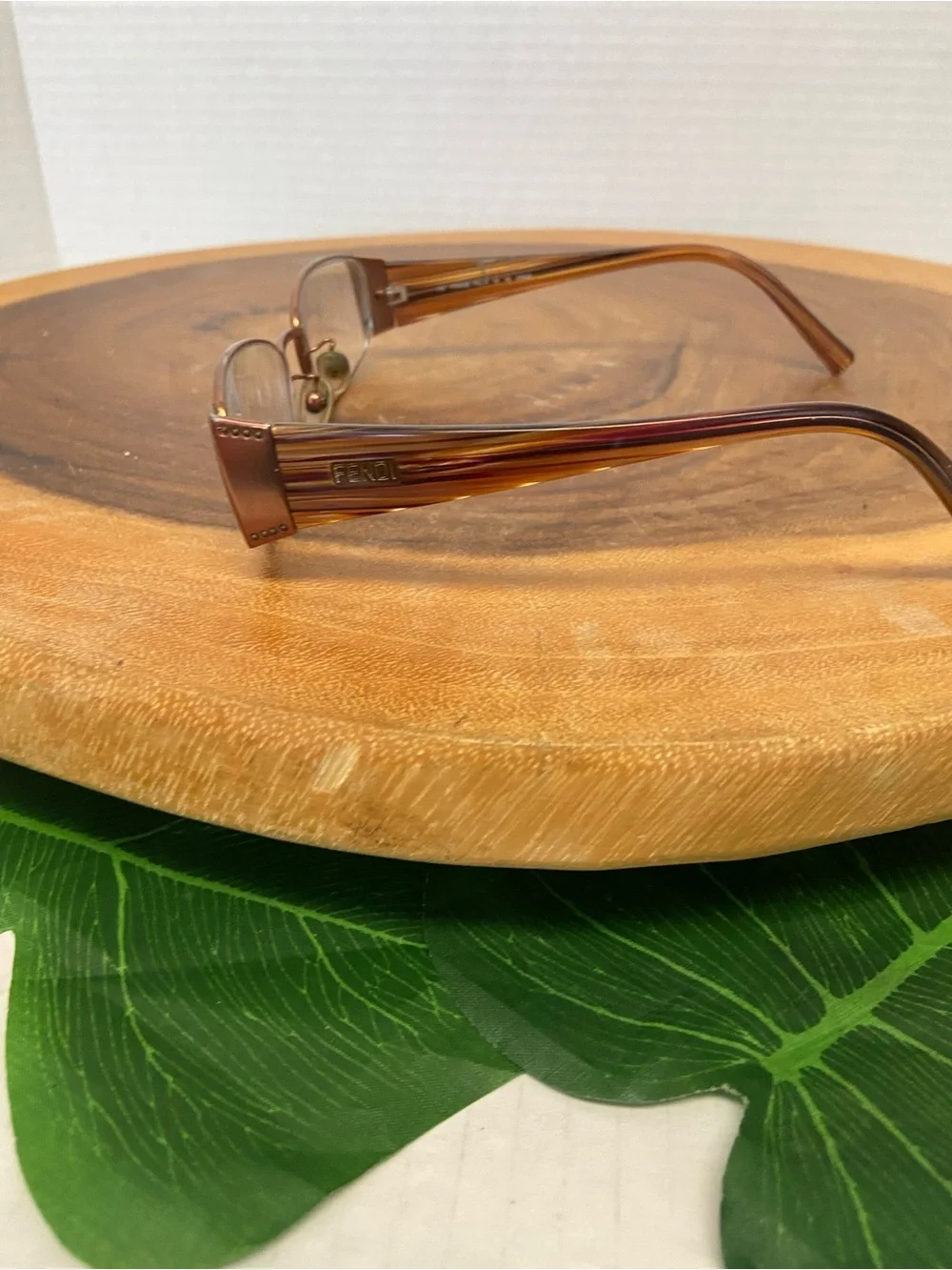 Fendi Woodgrain finish Eyeglasses Frames